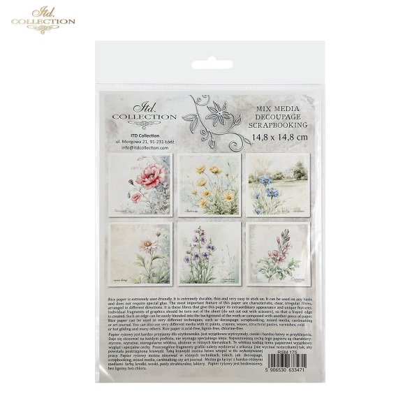 Rýžový papír 15x15 cm - Květiny 6 ks mini set - RSM175 - Obrázek 2