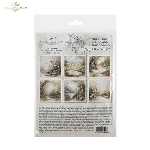 Rýžový papír 15x15 cm - Rostlinky 6 ks mini set - RSM239 - Obrázek 2