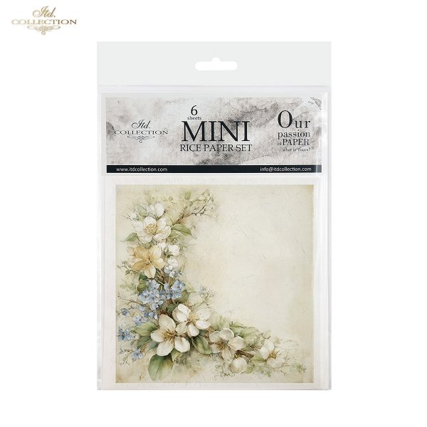 Rýžový papír 15x15 cm - Květiny 6 ks mini set - RSM249