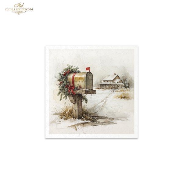 Rýžový papír 15x15 cm - Zima a vesnice 6 ks mini set - RSM288 - Obrázek 8