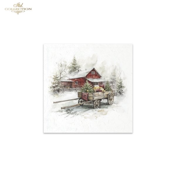 Rýžový papír 15x15 cm - Zima a vesnice 6 ks mini set - RSM288 - Obrázek 6