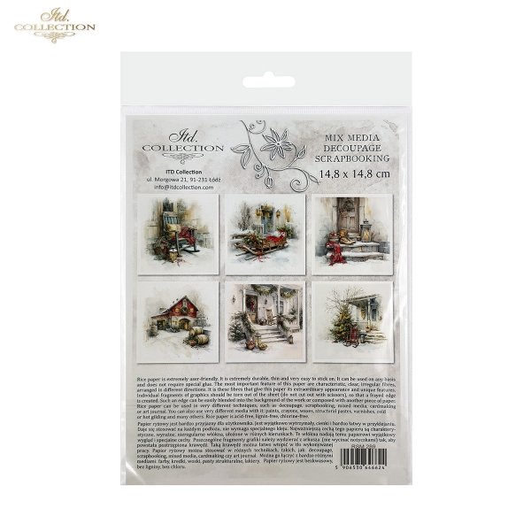 Rýžový papír 15x15 cm - Zima 6 ks mini set - RSM289 - Obrázek 2