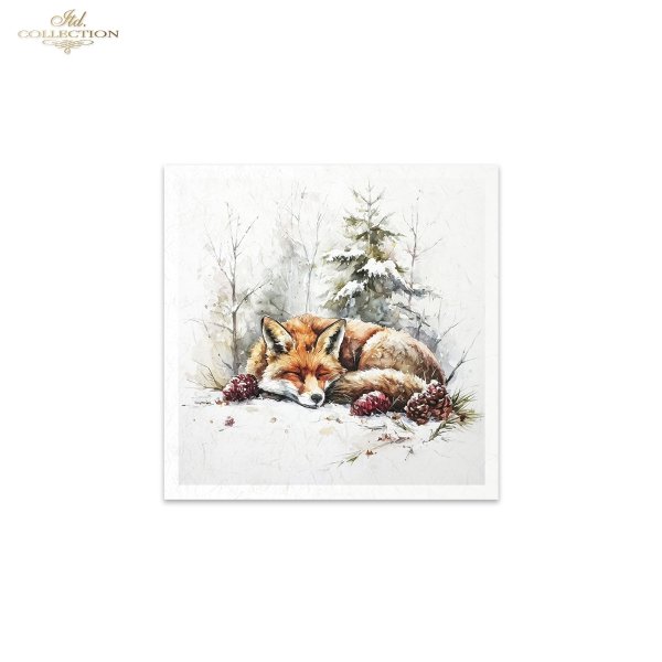 Rýžový papír 15x15 cm - Zvířata a zima 6 ks mini set - RSM294 - Obrázek 9