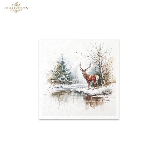 Rýžový papír 15x15 cm - Zvířata a zima 6 ks mini set - RSM294 - Obrázek 6
