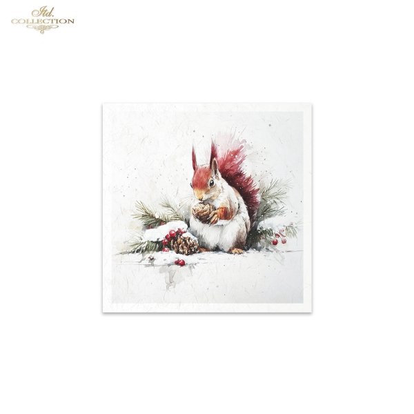 Rýžový papír 15x15 cm - Zvířata a zima 6 ks mini set - RSM294 - Obrázek 5