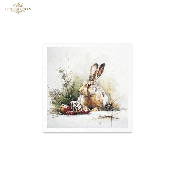 Rýžový papír 15x15 cm - Zvířata a zima 6 ks mini set - RSM295 - Obrázek 5
