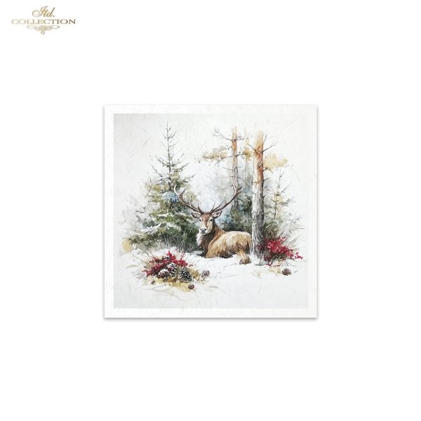 Rýžový papír 15x15 cm - Zvířata a zima 6 ks mini set - RSM295 - Obrázek 4