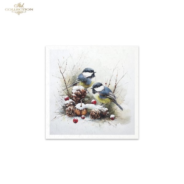 Rýžový papír 15x15 cm - Zvířata a zima 6 ks mini set - RSM295 - Obrázek 3