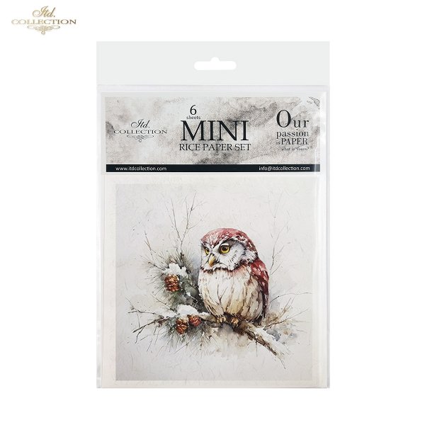 Rýžový papír 15x15 cm - Zvířata a zima 6 ks mini set - RSM295