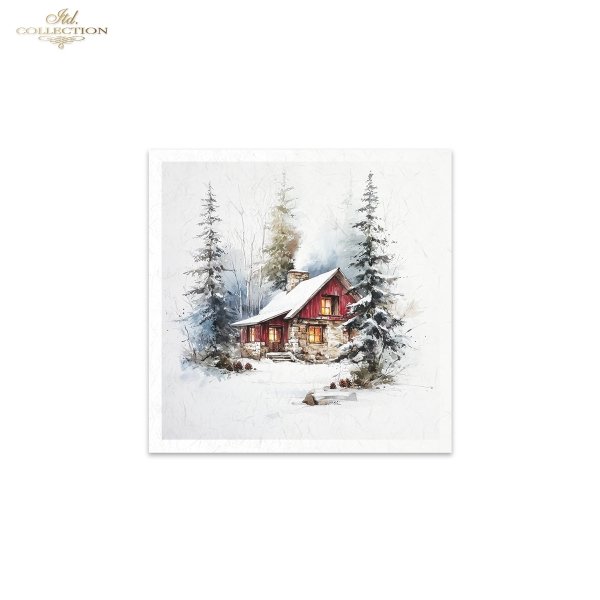 Rýžový papír 15x15 cm - Stromy a chata 6 ks mini set - RSM297 - Obrázek 8