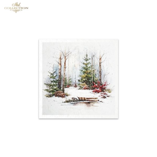 Rýžový papír 15x15 cm - Stromy a chata 6 ks mini set - RSM297 - Obrázek 6