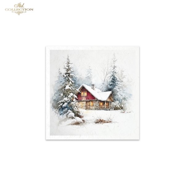 Rýžový papír 15x15 cm - Stromy a chata 6 ks mini set - RSM297 - Obrázek 5