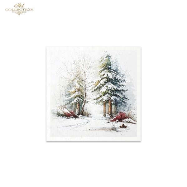Rýžový papír 15x15 cm - Stromy a chata 6 ks mini set - RSM297 - Obrázek 4
