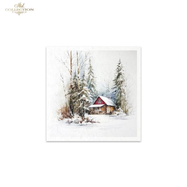 Rýžový papír 15x15 cm - Stromy a chata 6 ks mini set - RSM297 - Obrázek 3