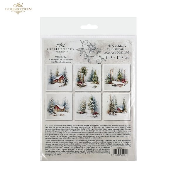 Rýžový papír 15x15 cm - Stromy a chata 6 ks mini set - RSM297 - Obrázek 2