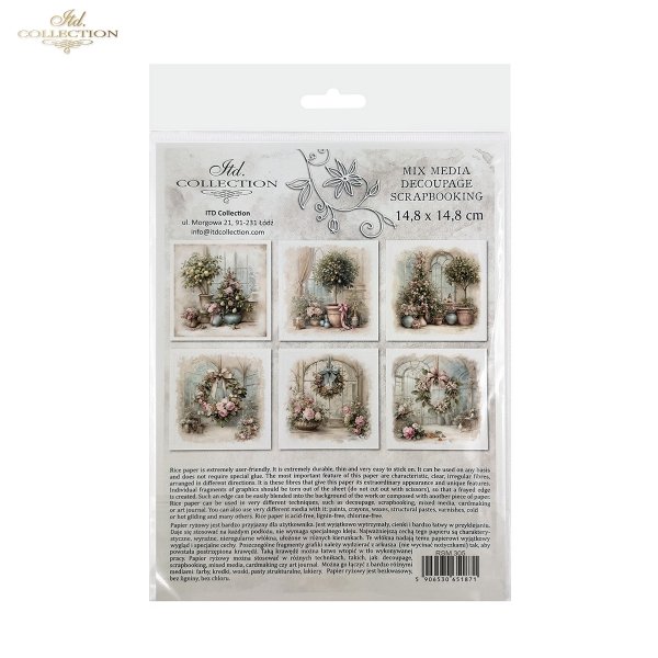 Rýžový papír 15x15 cm - Stromy a květiny 6 ks mini set - RSM305 - Obrázek 2