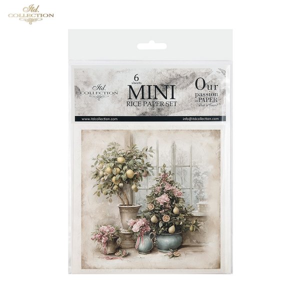Rýžový papír 15x15 cm - Stromy a květiny 6 ks mini set - RSM305